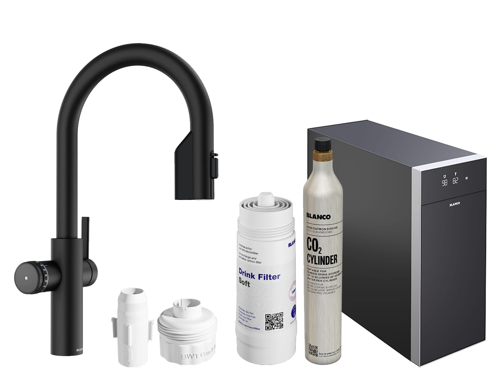 Blanco Set Trinkwasserarmatur | Choice Icona-C Kochendwasser + Kühl- und Karbonisierungseinheit Choice.All, Blanco Choice Icona Choice.All