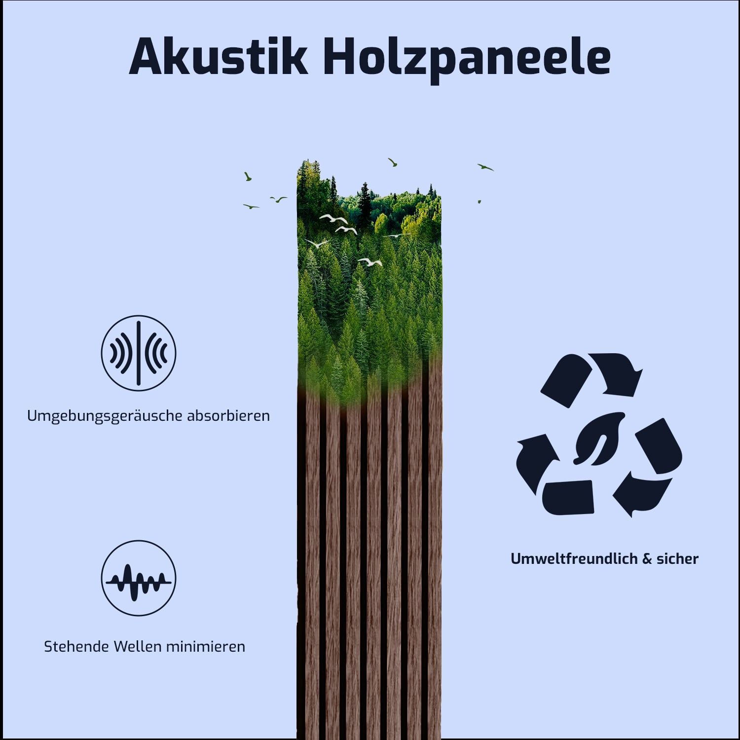 benzwood Akustikpaneel Walnuss 4 Stück x 120x60cm