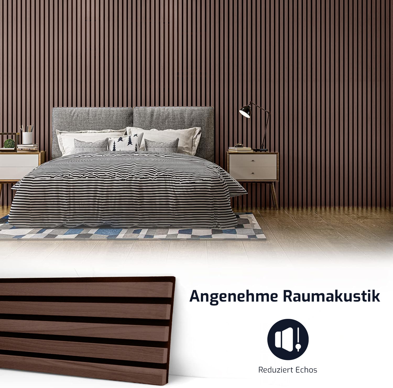 benzwood Akustikpaneel Walnuss 4 Stück x 120x60cm