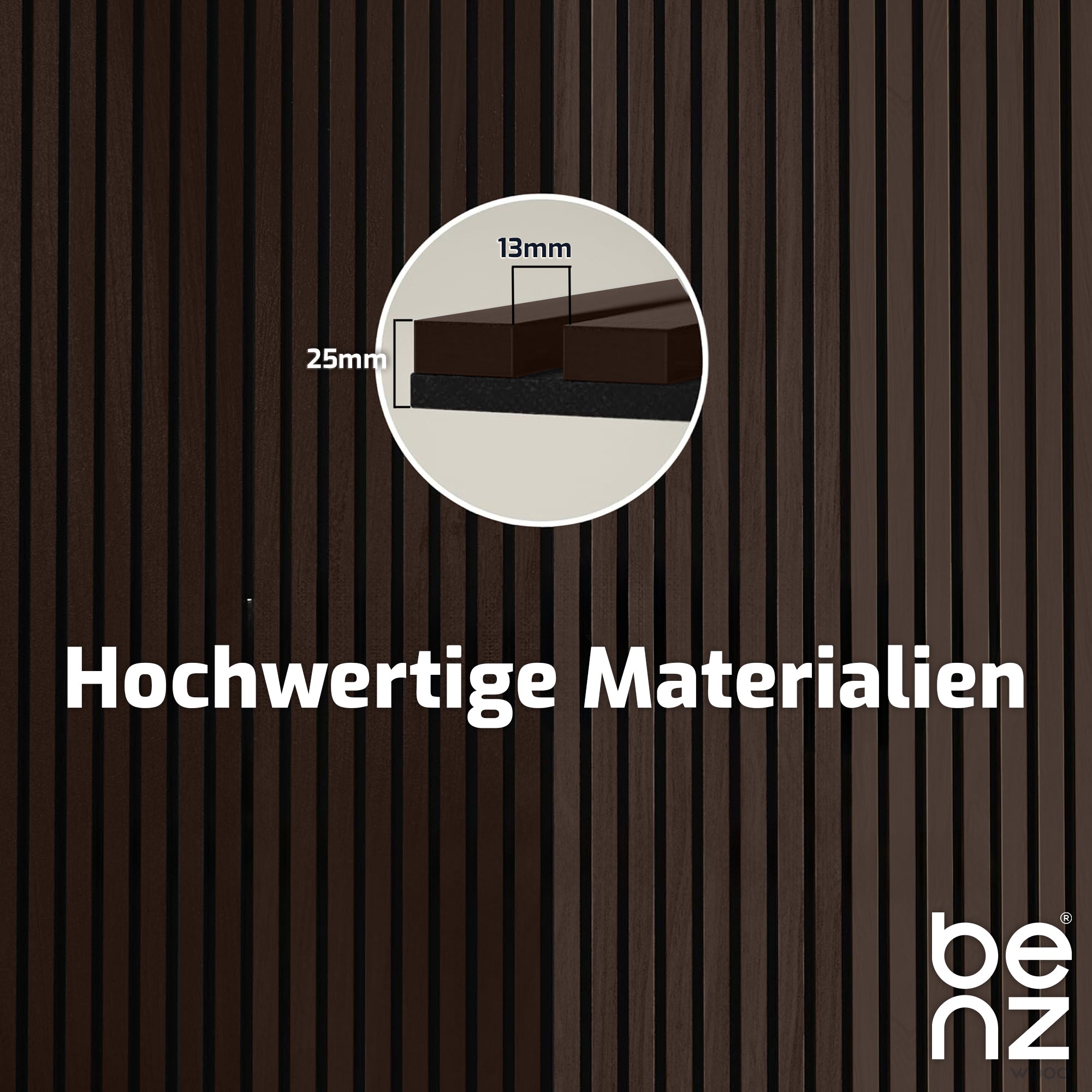 benzwood Akustikpaneel Walnuss 4 Stück x 120x60cm