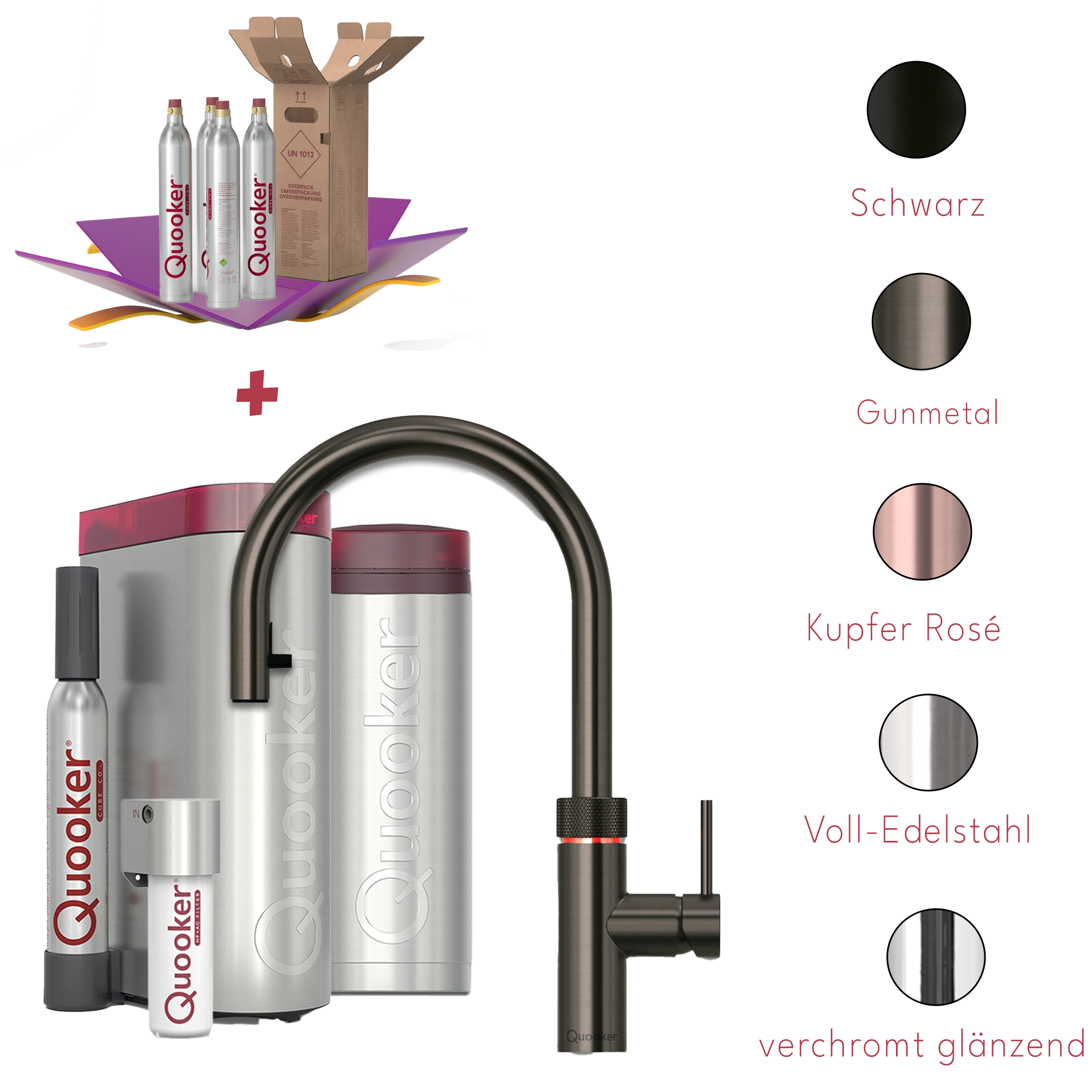 Quooker Küchenarmatur PRO3 & CUBE | Flex inkl. Cube-Filter (4x CO₂ gratis!)