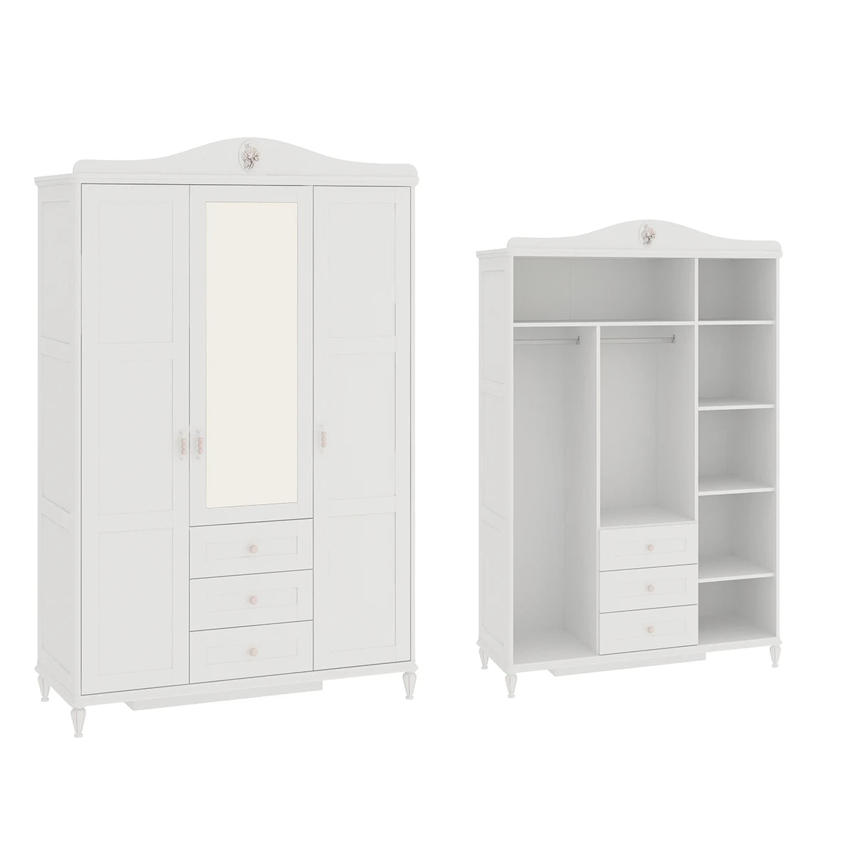 Rose Kleiderschrank mit 3 Türen