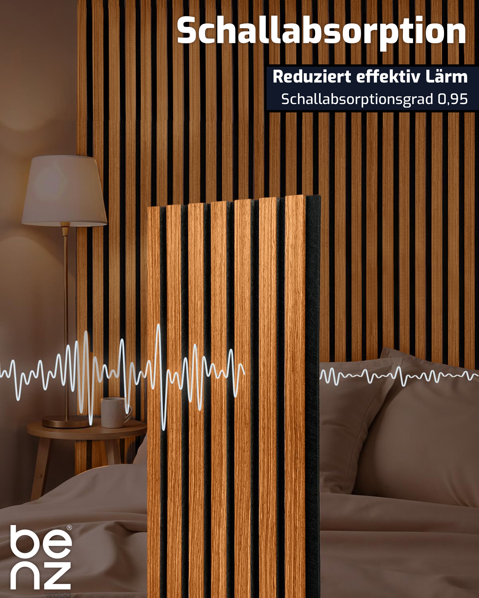 benzwood Akustikpaneel Kastanie 4 Stück x 120x60cm