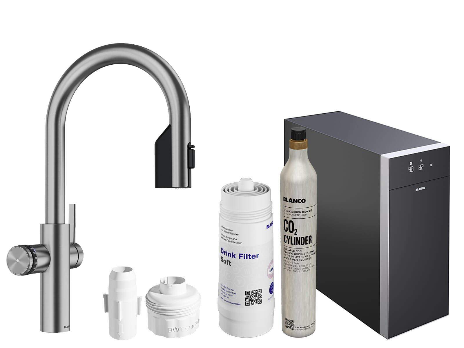 Blanco Set Trinkwasserarmatur | Choice Icona-C Kochendwasser + Kühl- und Karbonisierungseinheit Choice.All, Blanco Choice Icona Choice.All
