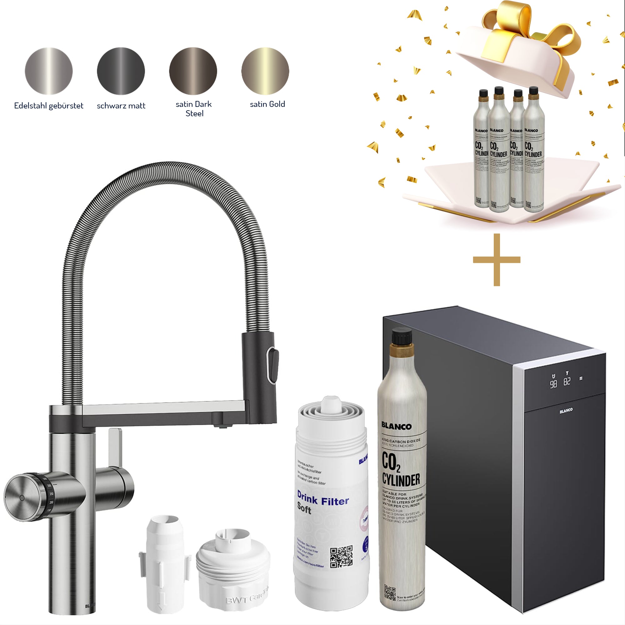 Blanco Set Trinkwasserarmatur Choice Icona + Kühl- und Karbonisierungseinheit Choice.All, Blanco Choice Icona Choice.All