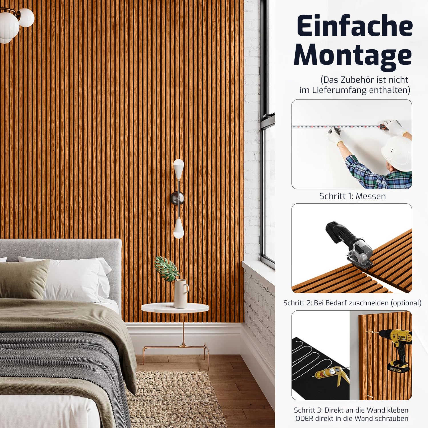 benzwood Akustikpaneel Kastanie 4 Stück x 120x60cm