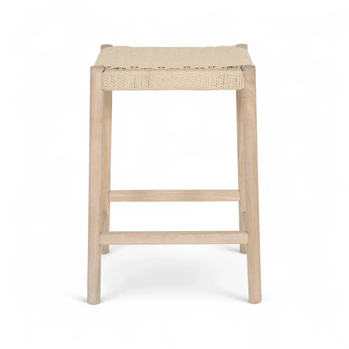 4er Set Barhocker Ida mit Geflechtsitz - Eiche bianco