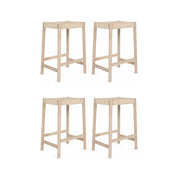 4er Set Barhocker Ida mit Geflechtsitz - Eiche bianco