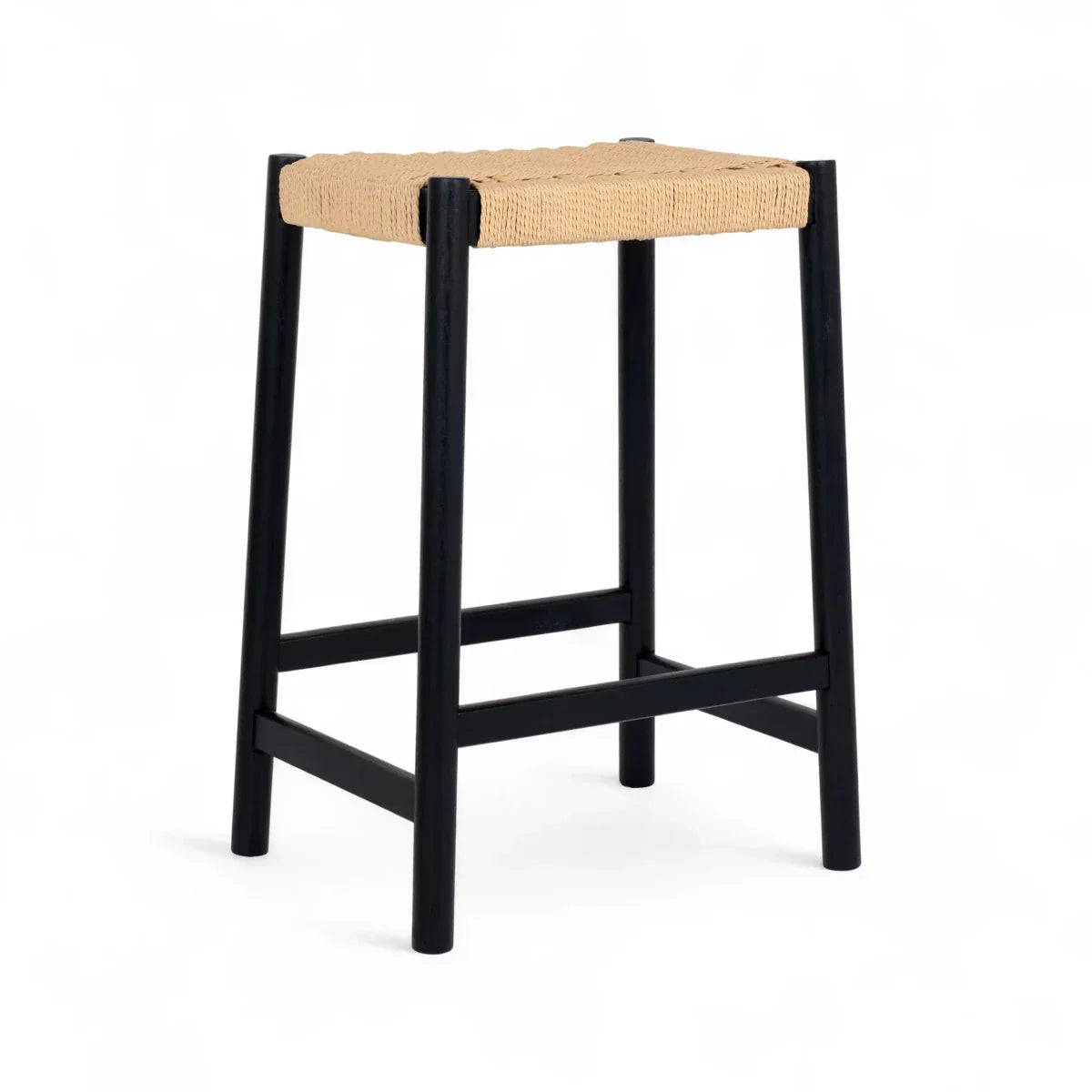 4er Set Barhocker Ida mit Geflechtsitz - Schwarz
