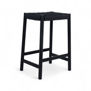 Barhocker Ida mit Geflechtsitz - Schwarz/Schwarz