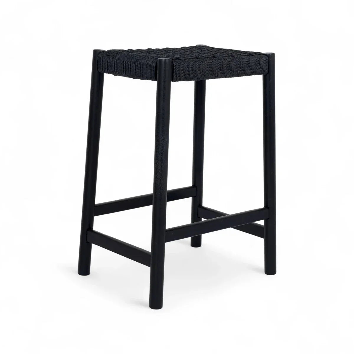 2er Set Barhocker Ida mit Geflechtsitz - Schwarz