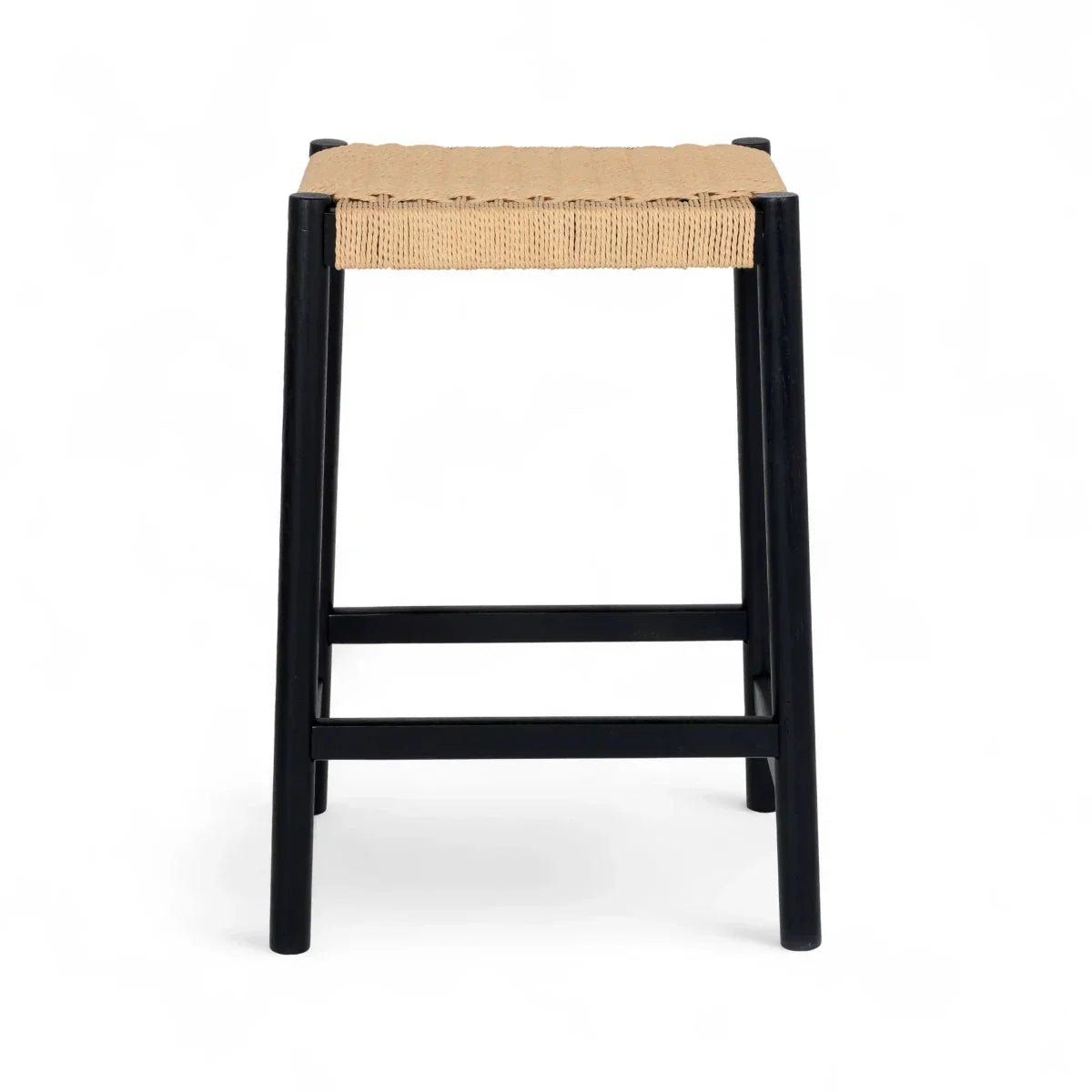 3er Set Barhocker Ida mit Geflechtsitz - Schwarz