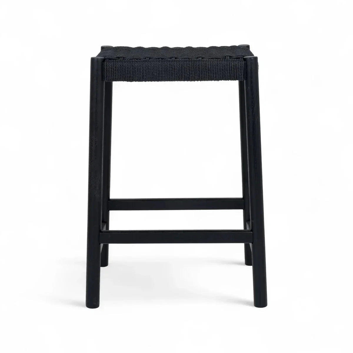 2er Set Barhocker Ida mit Geflechtsitz - Schwarz