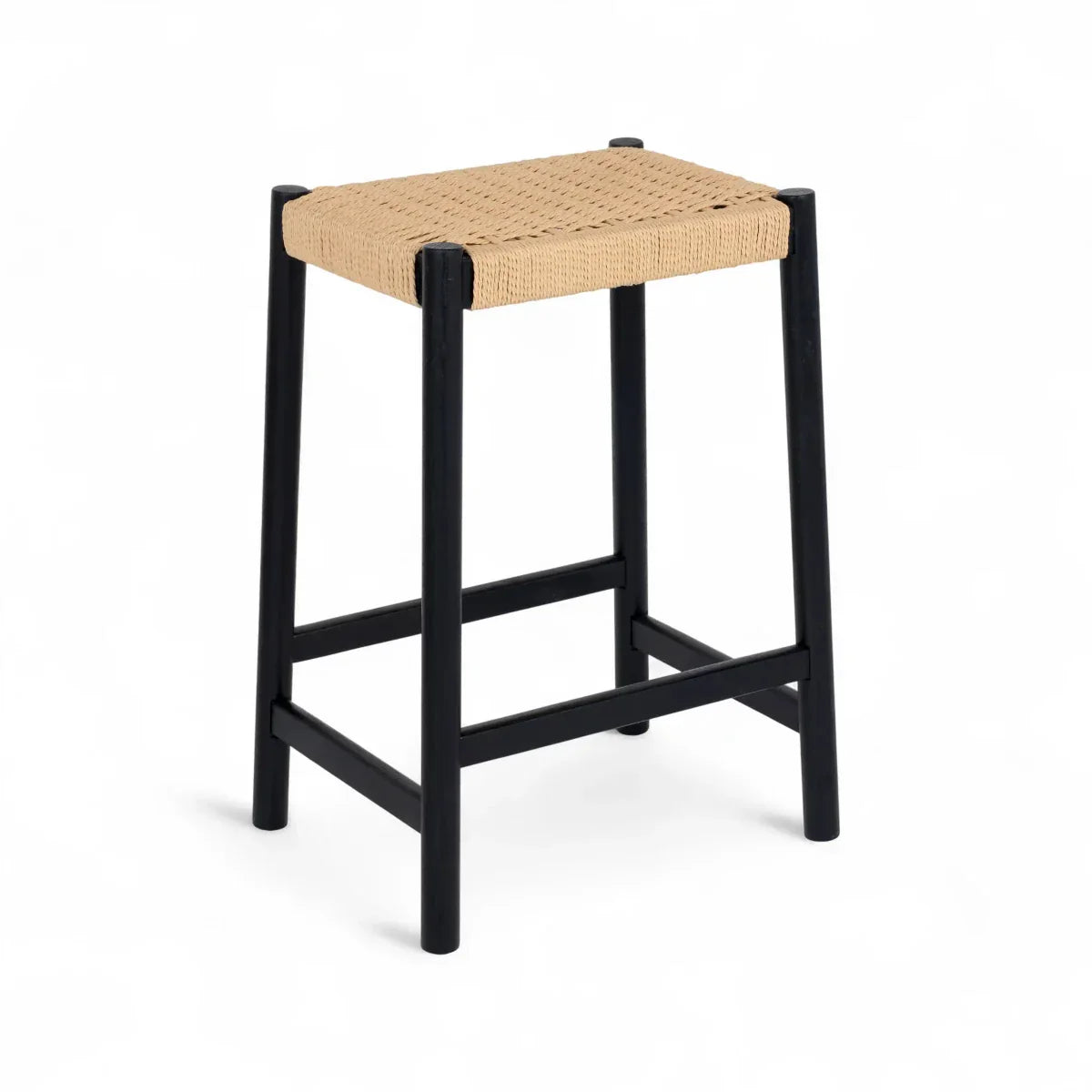 3er Set Barhocker Ida mit Geflechtsitz - Schwarz
