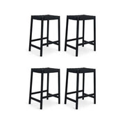 4er Set Barhocker Ida mit Geflechtsitz - Schwarz
