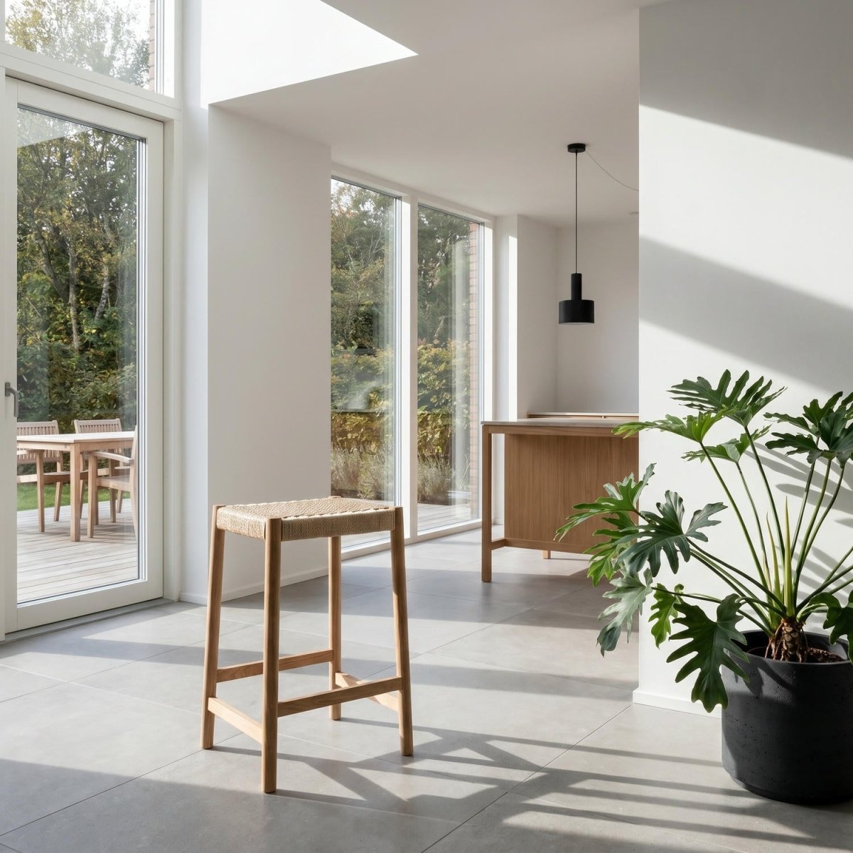 4er Set Barhocker Ida mit Geflechtsitz - Wildeiche