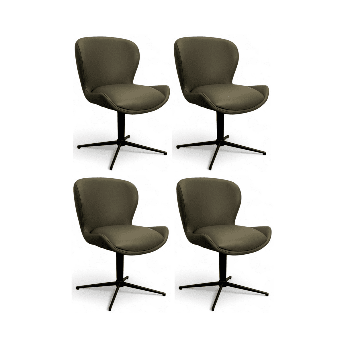 4er Set Esszimmerstühle - Drehbar - Olivgrün