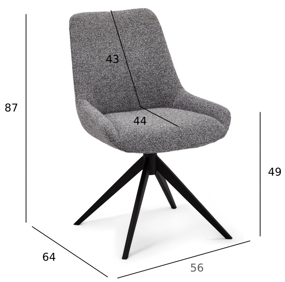 4er Set Esszimmerstühle - Drehbar - Grau