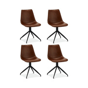 4er Set Esszimmerstühle - Drehbar - Cognac Braun