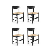 4er Set Esszimmerstühle Malou mit Geflechtsitz - Schwarz