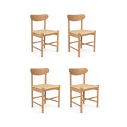 4er Set Esszimmerstühle Malou mit Geflechtsitz - Wildeiche