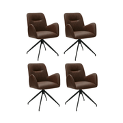 4er Set Esszimmerstühle mit Armlehne - Drehbar - Cognac Braun