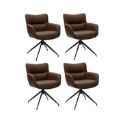 4er Set Esszimmerstühle mit Armlehne - Drehbar - Cognac Braun