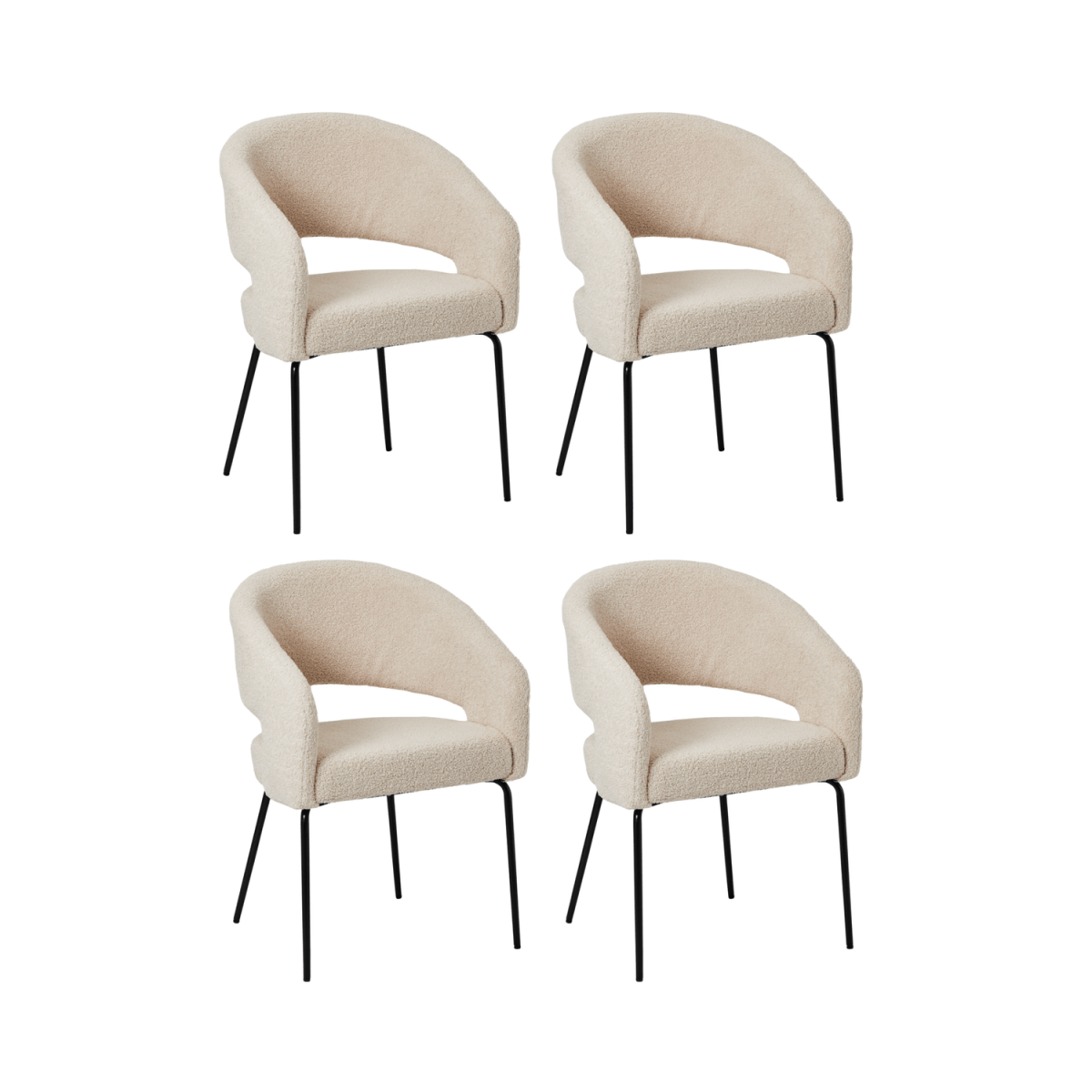 4er Set Esszimmerstühle mit Armlehne - Beige