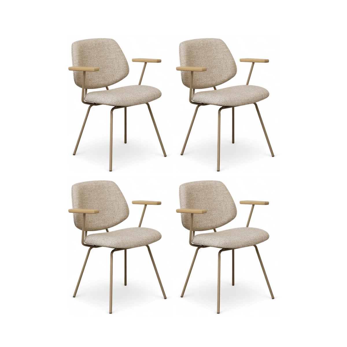 4er Set Esszimmerstühle mit Armlehne - Beige