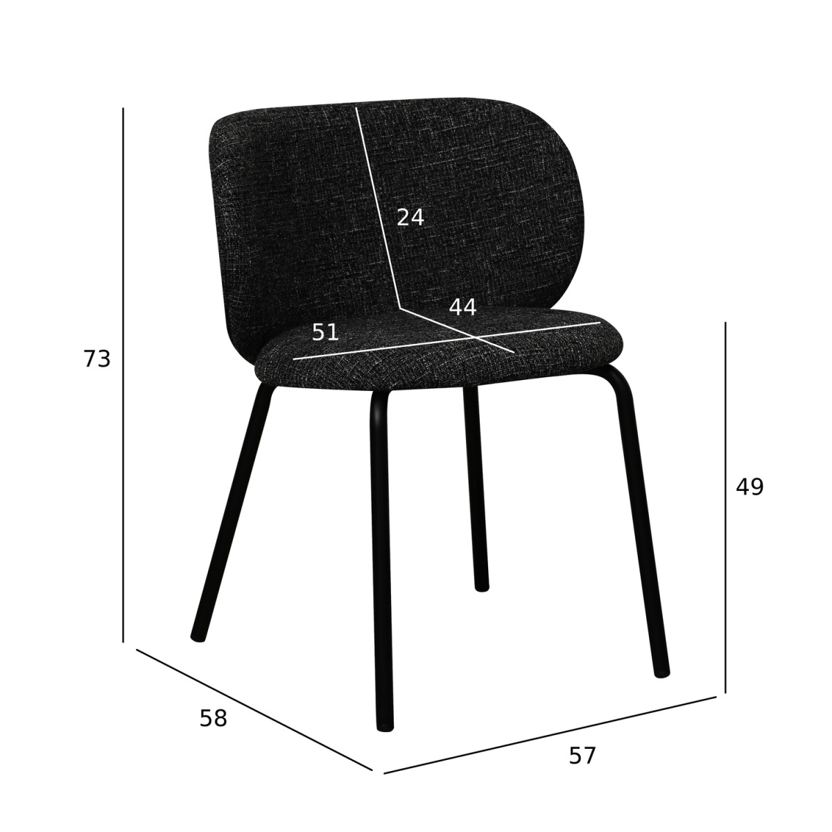 6er Set Esszimmerstühle Nanna - Schwarz