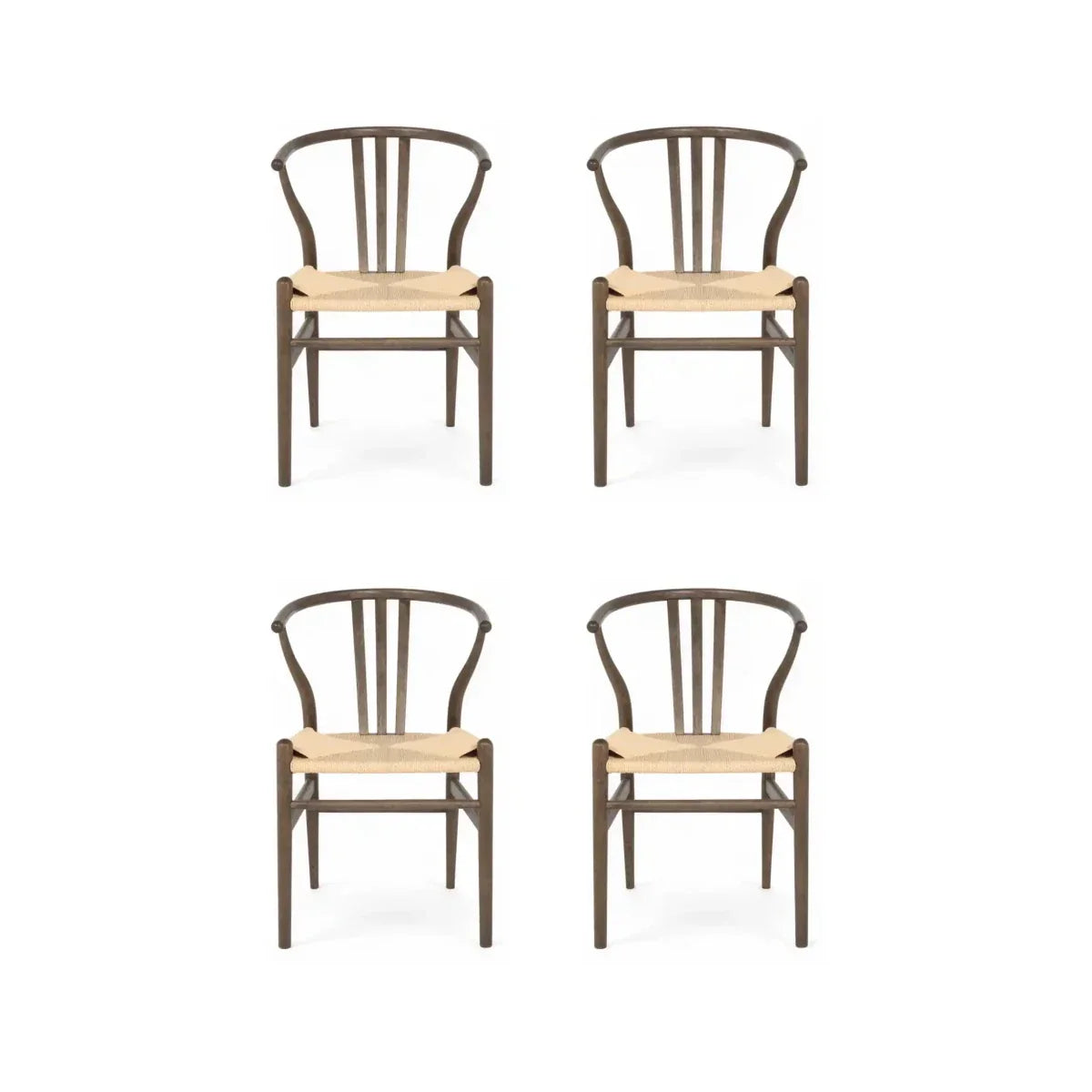 4er Set Esszimmerstühle Nikoline mit Geflechtsitz - Räuchereiche