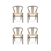 4er Set Esszimmerstühle Nikoline mit Geflechtsitz - Räuchereiche