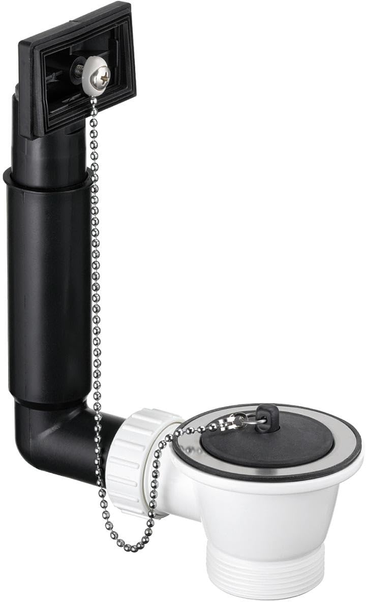 Ablaufgarnitur 1 x 1,5'' Stopfen Überlauf eckig