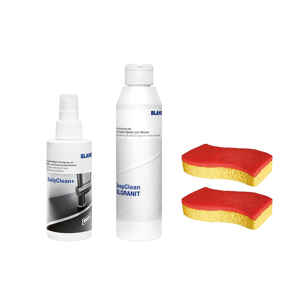 BLANCO DeepClean Silgranit Cleaning Set | Cleaning Agent & Care Product for Granite Sinks | All-in-One Cleaning Set (DailyClean + DeepClean Silgranit + Spontex Sponge) | Professional Cleaner