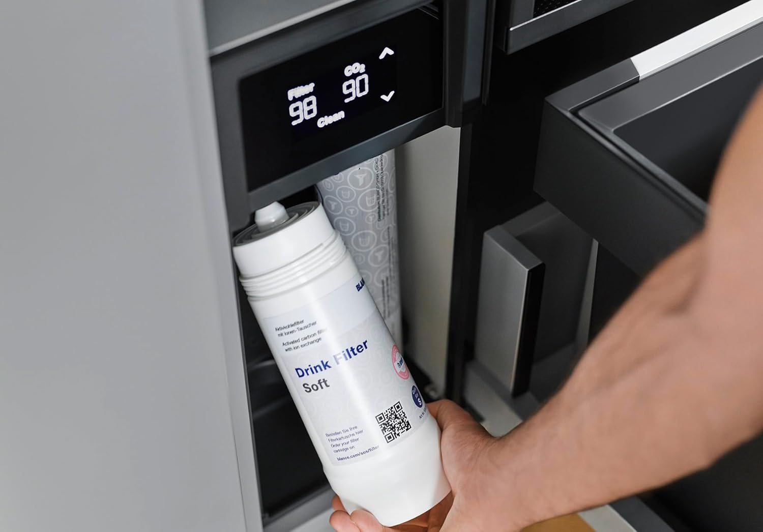 BLANCO Drink Filter Soft S | Less Limescale More Taste | Suitable for: Drink.soda & CHOICE.all | Anti-limescale Filter Cartridge | Optimises Drinking Water | Filter Capacity: 670 Litres at 12 °dTH