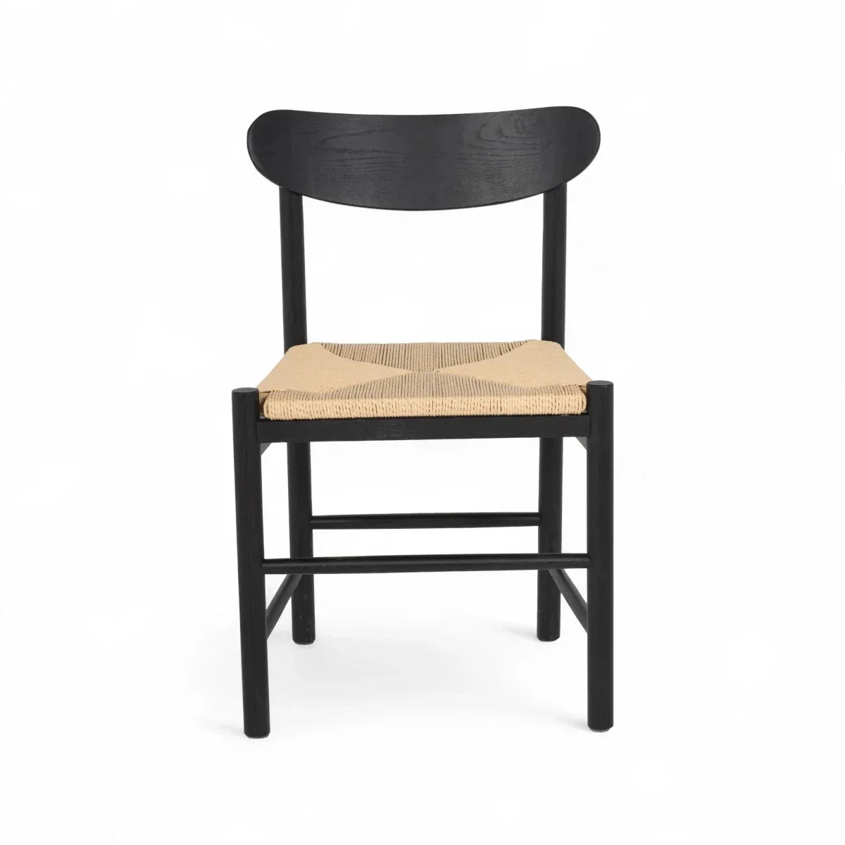 6er Set Esszimmerstühle Malou mit Geflechtsitz - Schwarz