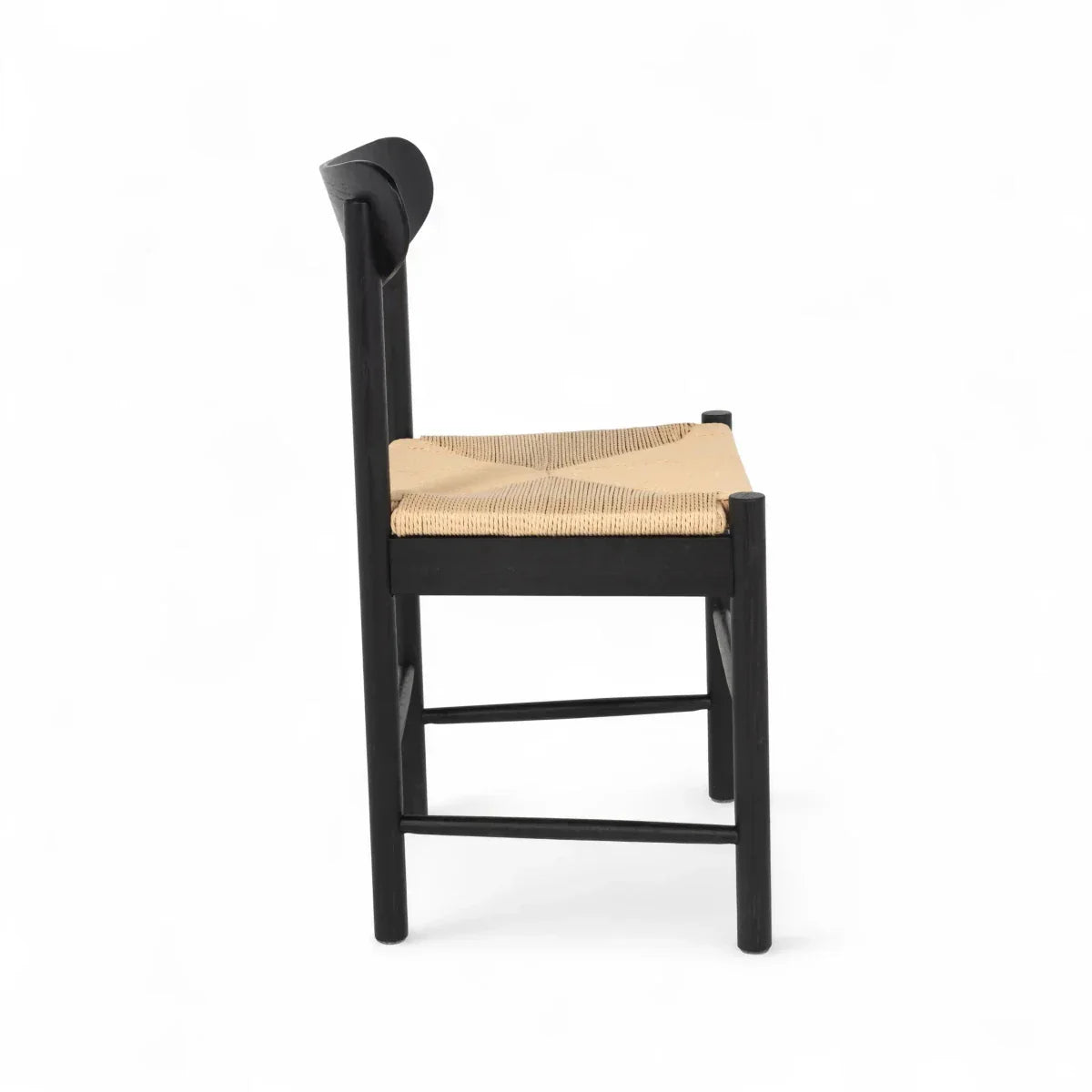 6er Set Esszimmerstühle Malou mit Geflechtsitz - Schwarz