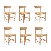 6er Set Esszimmerstühle Malou mit Geflechtsitz - Wildeiche