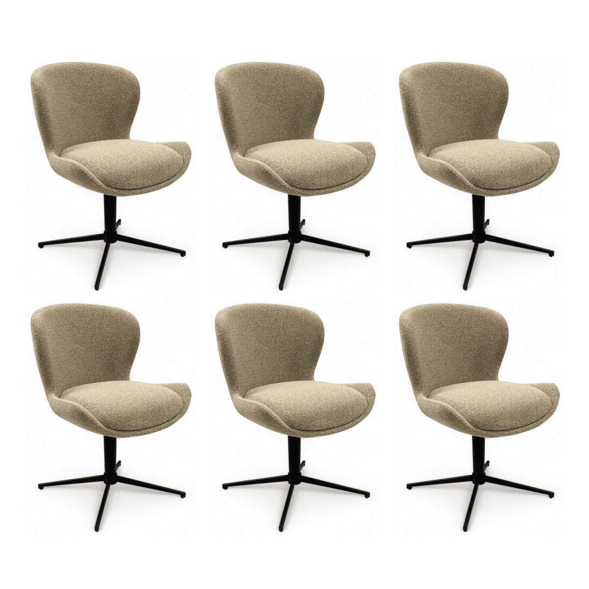 6er Set Esszimmerstühle Nicklas - Drehbar - Beige