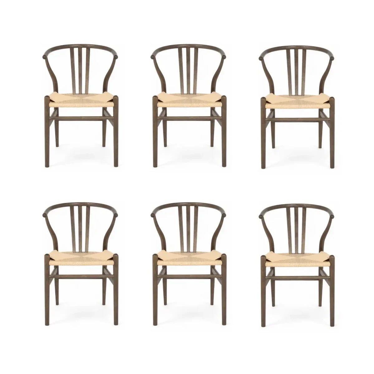 6er Set Esszimmerstühle Nikoline mit Geflechtsitz - Räuchereiche
