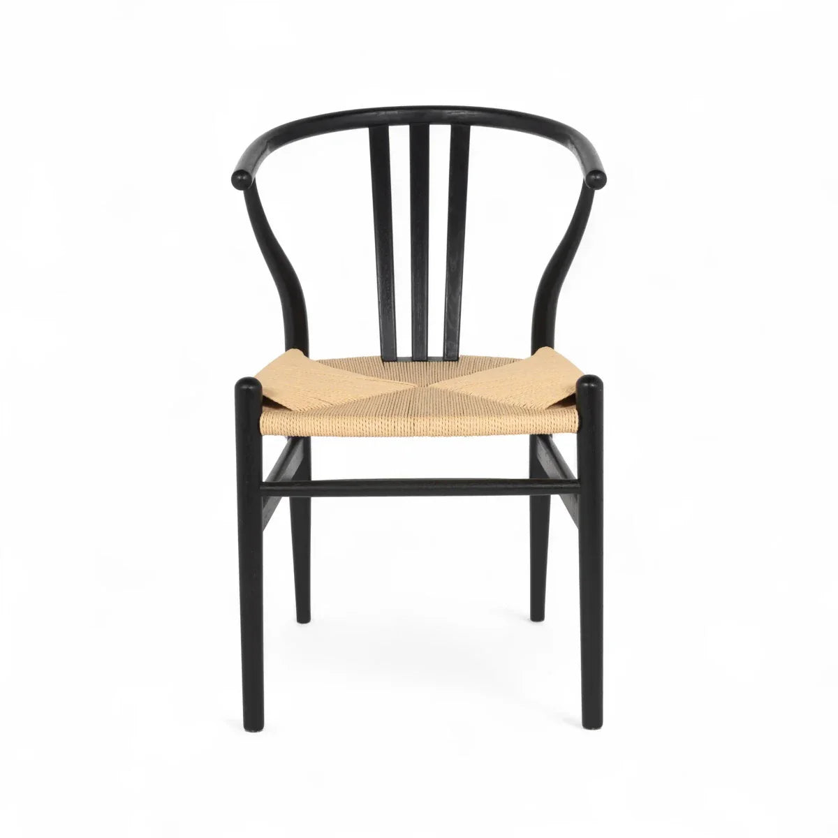 2er Set Esszimmerstühle Nikoline mit Geflechtsitz - Schwarz