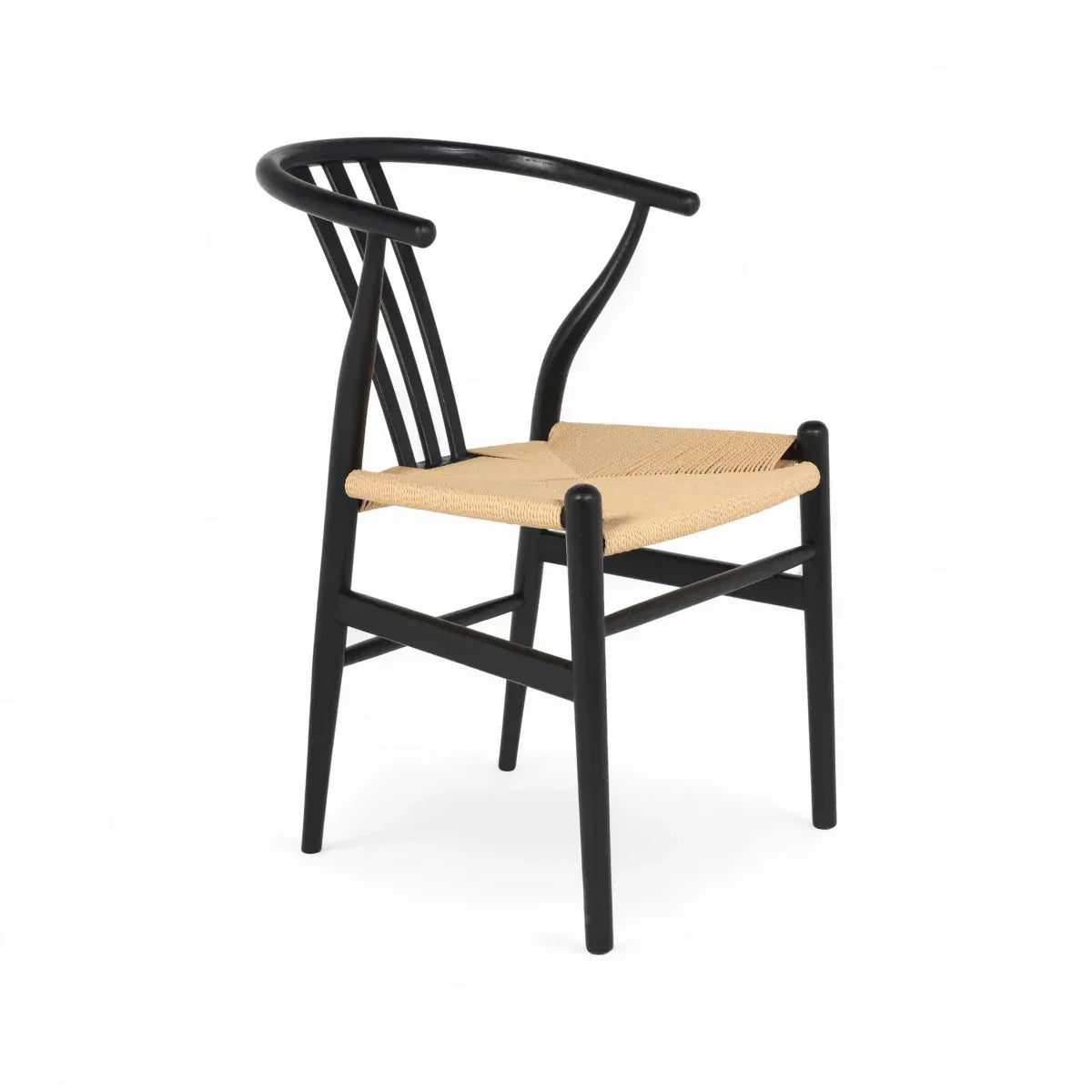 4er Set Esszimmerstühle Nikoline mit Geflechtsitz - Schwarz