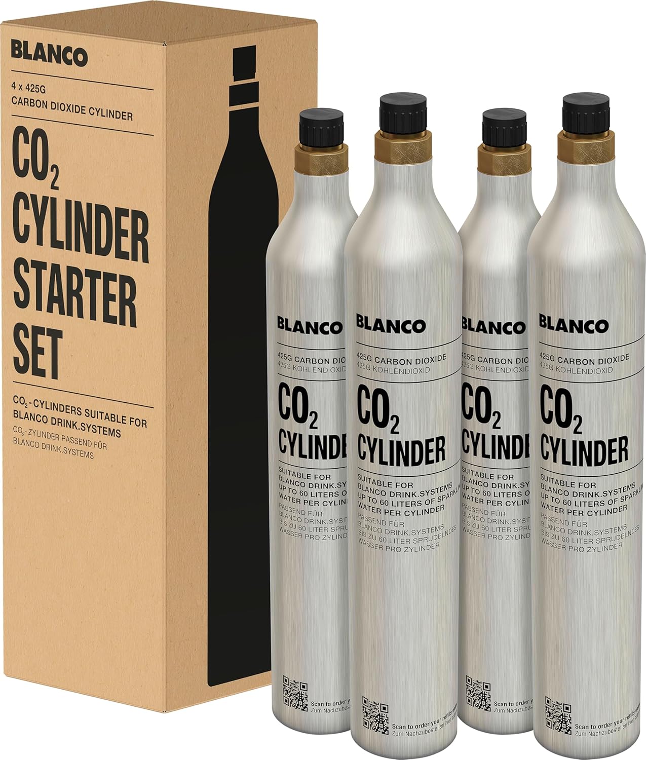 BLANCO Starterset CO2-Zylinder 4er Set | Passend zur Drink.soda &CHOICE.all