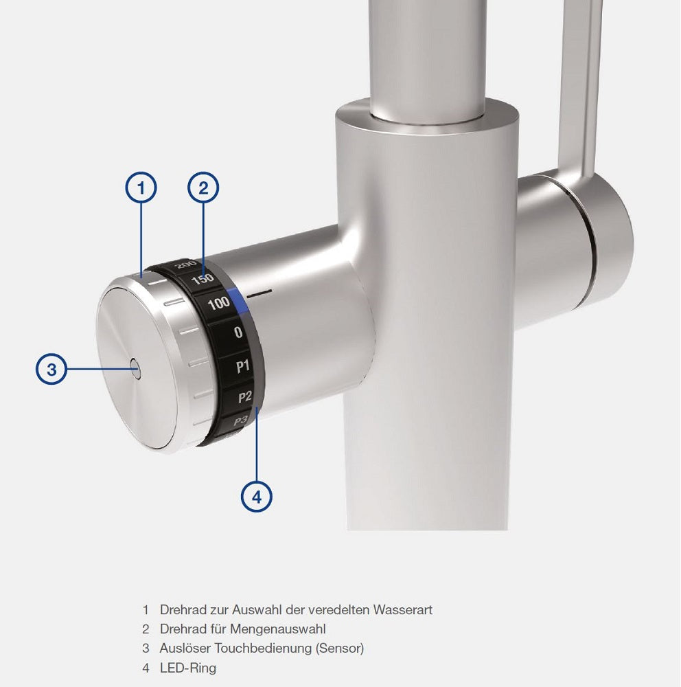 BLANCO CHOICE Icona-C Kochendwasser-Küchenarmatur mit Filter- & Soda-Funktion,satin platinum