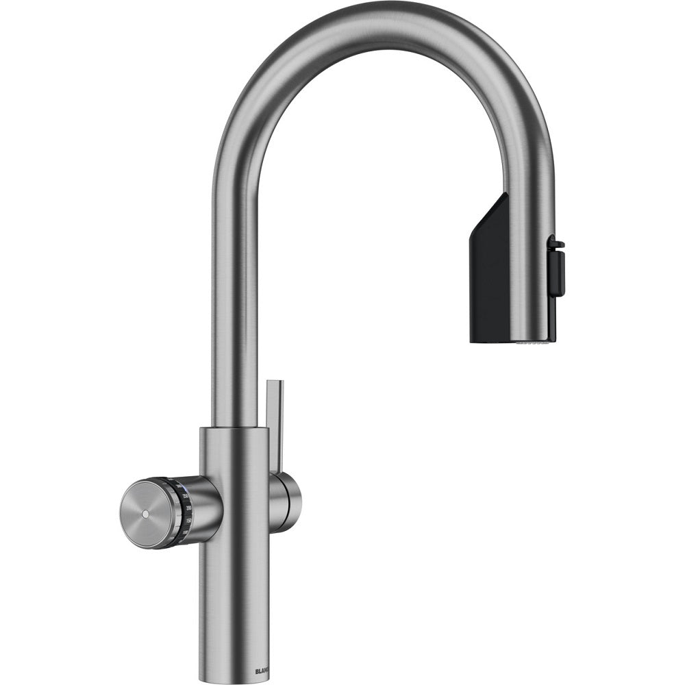 BLANCO CHOICE Icona-C Kochendwasser-Küchenarmatur mit Filter- & Soda-Funktion,satin platinum