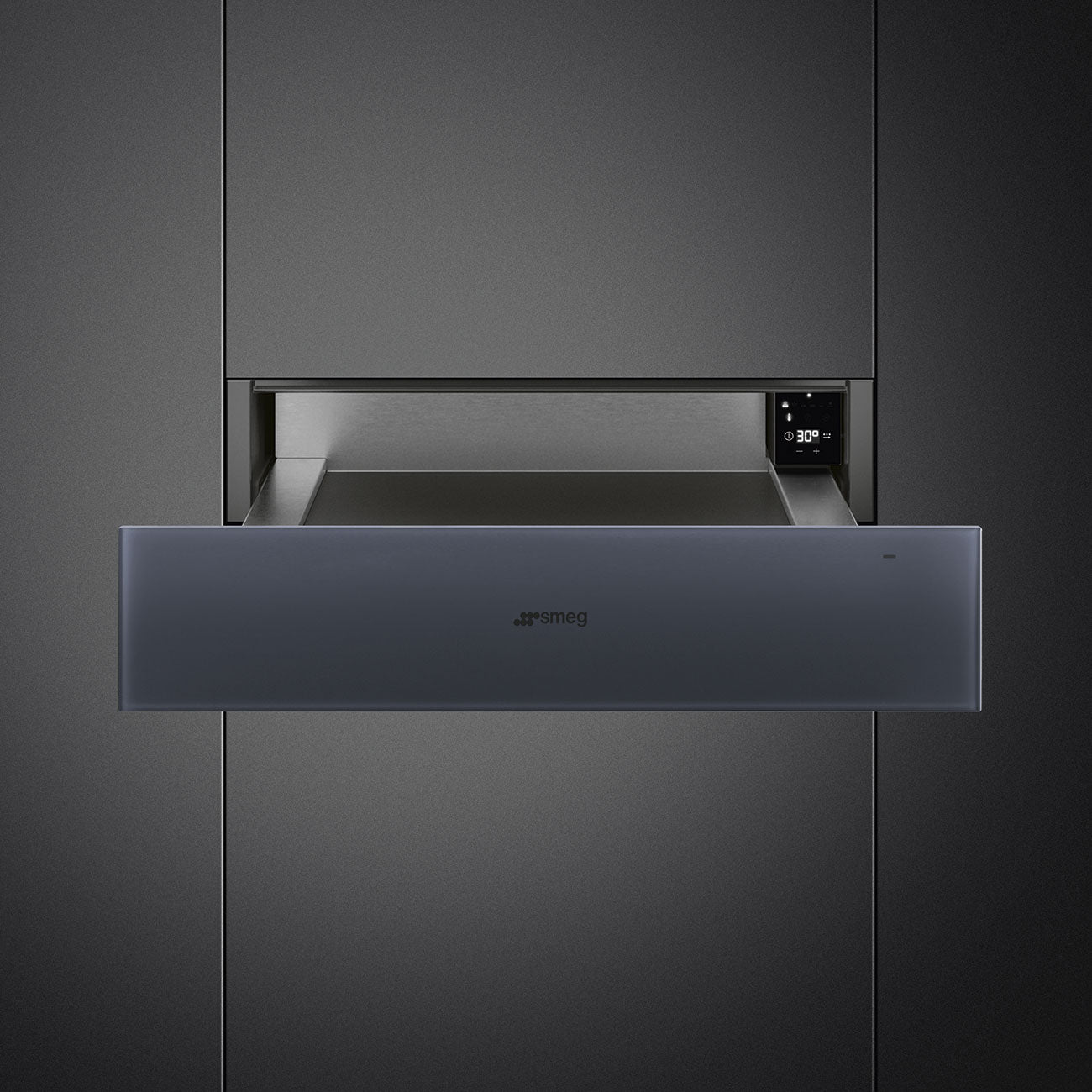 SMEG CPRT115G - Wärmeschublade mit 5 Jahre Garantie, Designlinie Linea, Neptune Grey, Touch-Control, Nische 60 x 15 cm