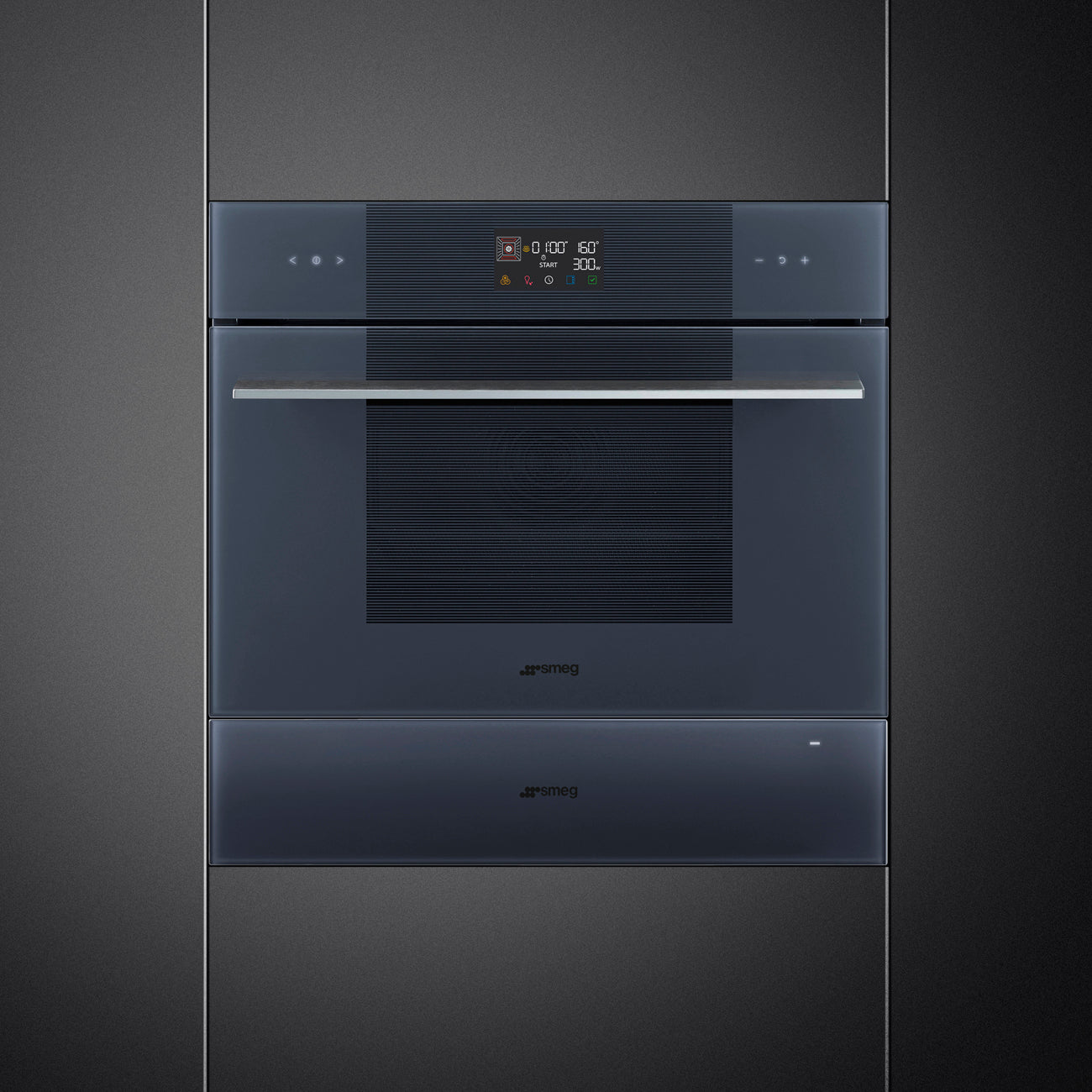 SMEG CPRT115G - Wärmeschublade mit 5 Jahre Garantie, Designlinie Linea, Neptune Grey, Touch-Control, Nische 60 x 15 cm