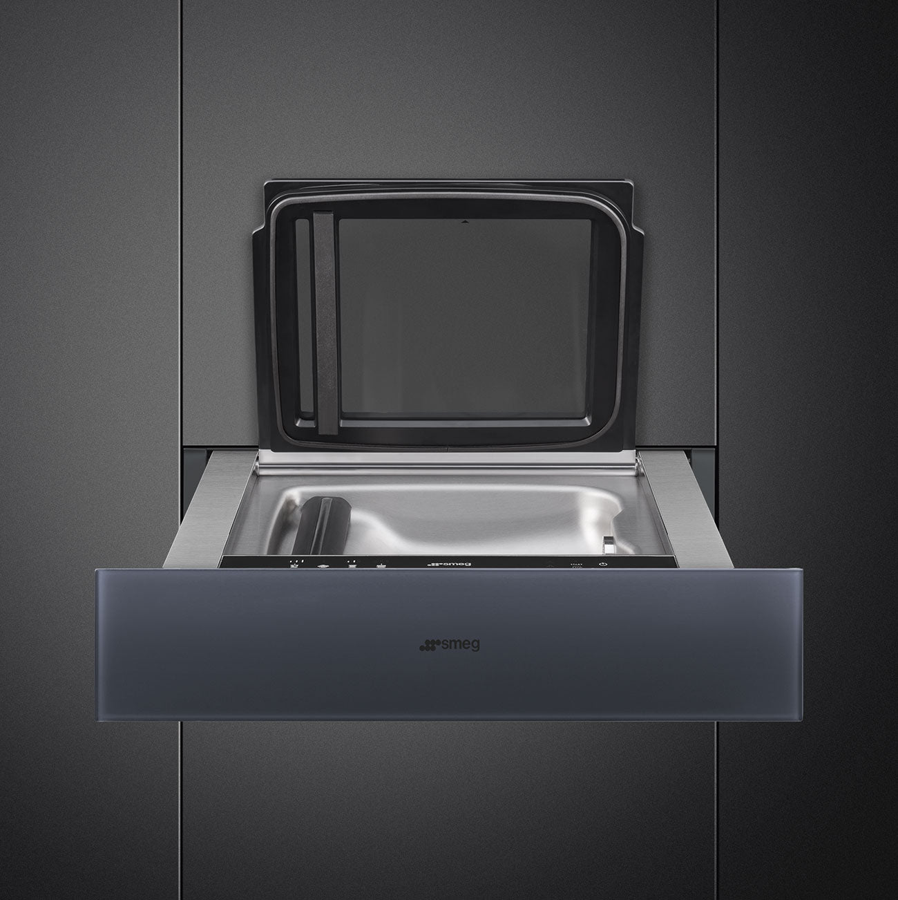 SMEG CPV115G - Vakuumierschublade mit 5 Jahre Garantie, Designlinie Linea, Neptune Grey, Touch-Control, Nische 60 x 15 cm