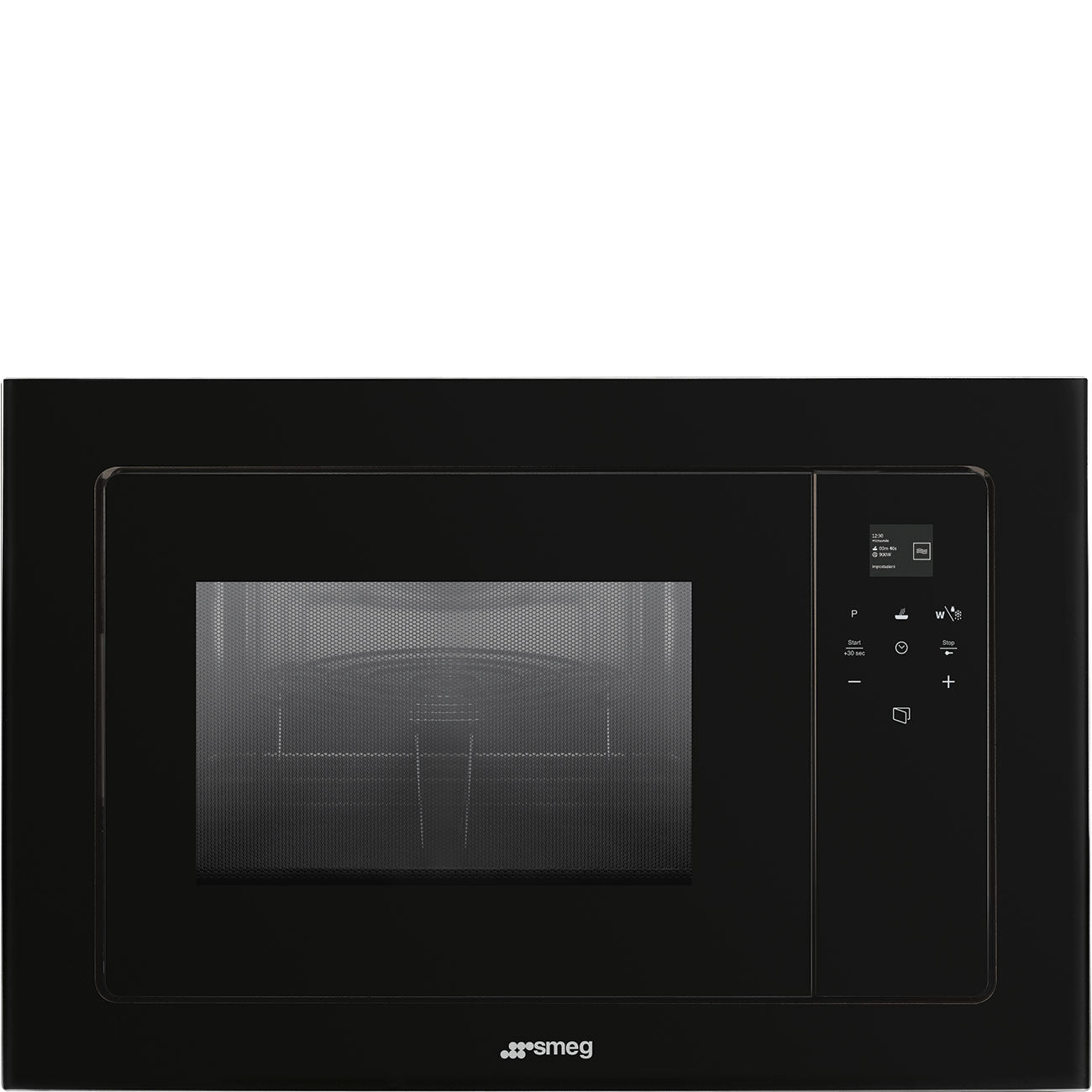 SMEG FMI120B3 - Mikrowelle mit Grill mit 5 Jahre Garantie, Designlinie Linea, Schwarz, Touch-Control, Nische 60 x 38 cm