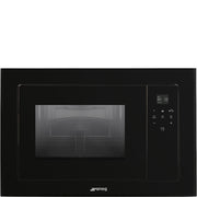 SMEG FMI120B3 - Mikrowelle mit Grill mit 5 Jahre Garantie, Designlinie Linea, Schwarz, Touch-Control, Nische 60 x 38 cm